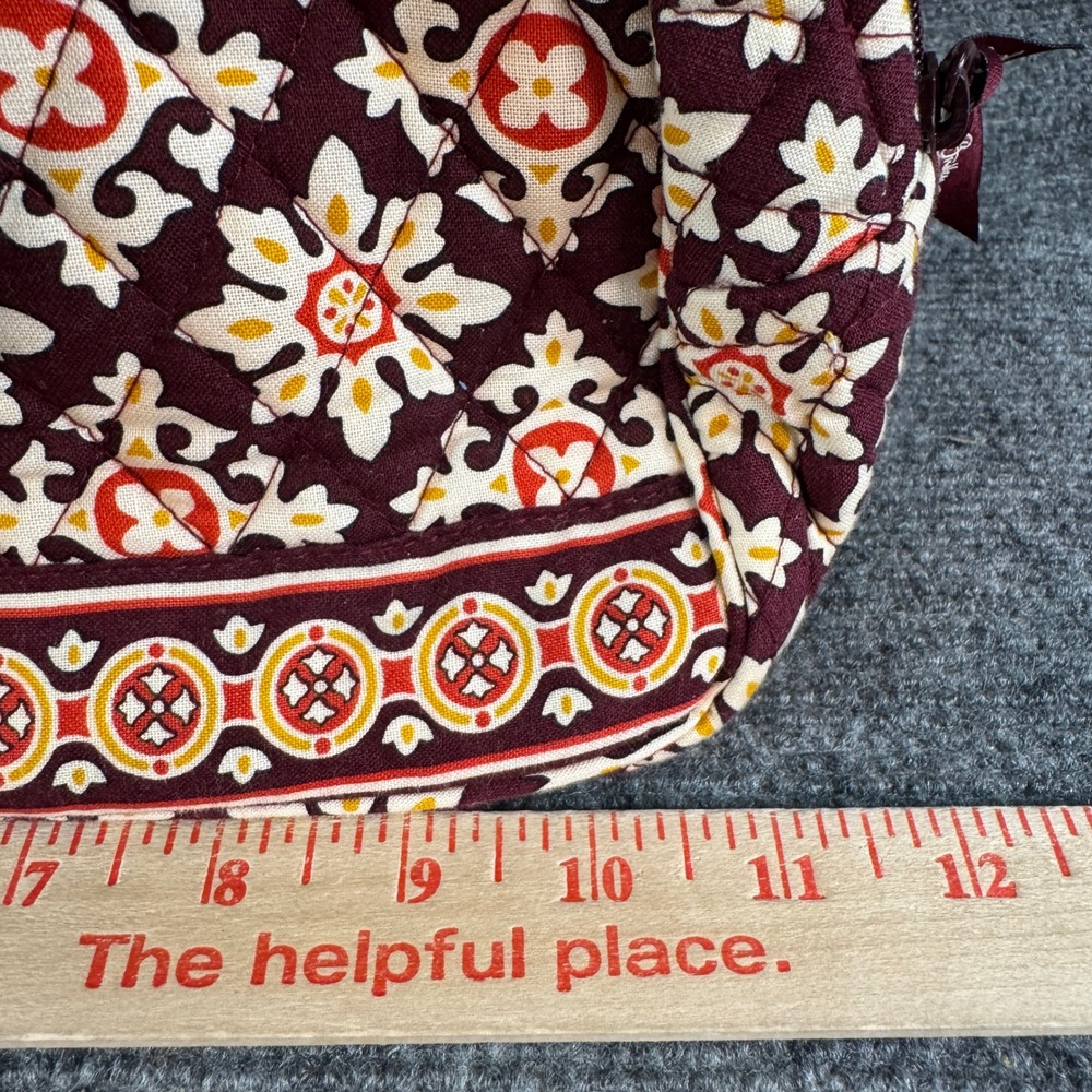 Vera Bradley Quilted Handbag Burgundy Floral Tapestry Zip Satchel Pockets - Picture 6 of 11